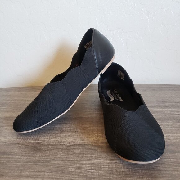 Skechers Arch Fit Must Be Mine Black Slip-On Ballet Flats Scalloped Women's 10 - Picture 12 of 12
